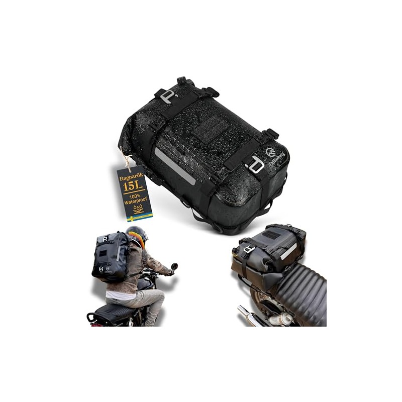 Odinsberg Ragnarök 15L 100% Waterproof Motorcycle Rear Bag - Side