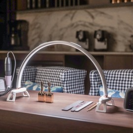 Half Moon Light for Nail Desk 20in Nail Lamp for Desk LED Table Light Multiple Color Modes and Brightness for Beauty Eyelash Makeup Tattoo Crafts Reading Spa Salon Nail Tech