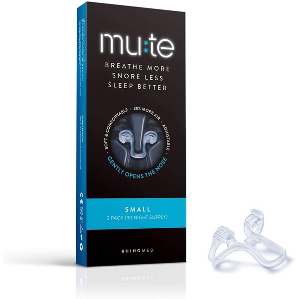 Rhinomed Limited Mute Nasal Dilator for Snore Reduction, Size Small | Anti-Snoring Aid Solution | Improves Airflow| Comfortable Nose Vent, Transparent (EN-MUTE10SML-XX)