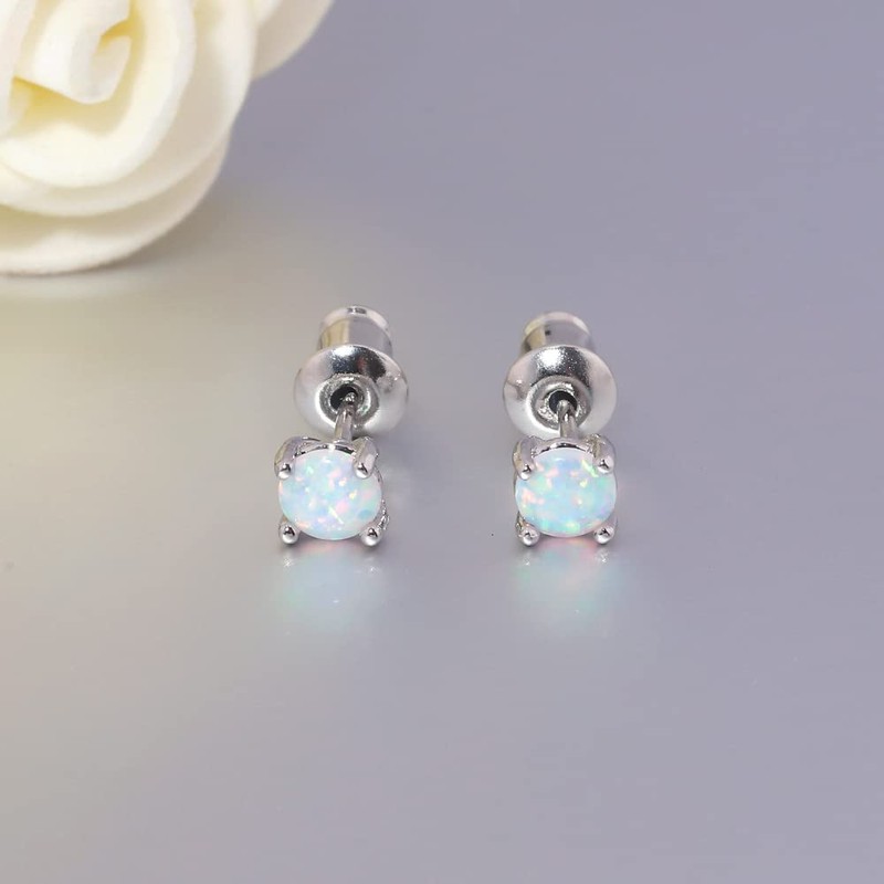 CiNily 2 Pairs Earrings Set Opal Small Hoop Stud Earrings