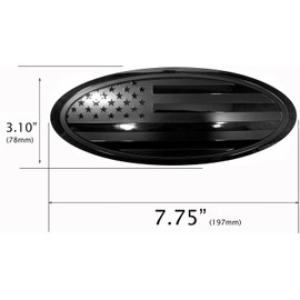 7.75 inch Tailgate Overlay Aluminum Oval American Black Flag Emblem for Ford Expedition (Black, 7.75")