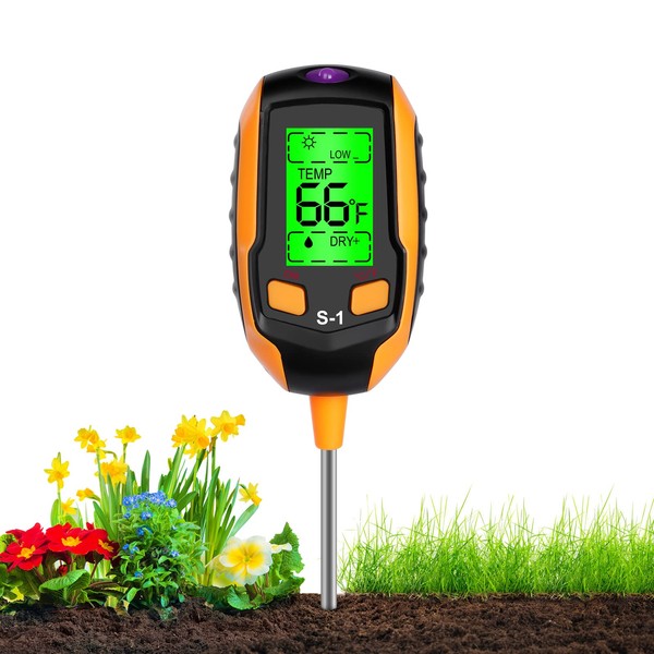 flintronic 4-in-1 Soil Tester Accurate Soil Tester with pH, Soil