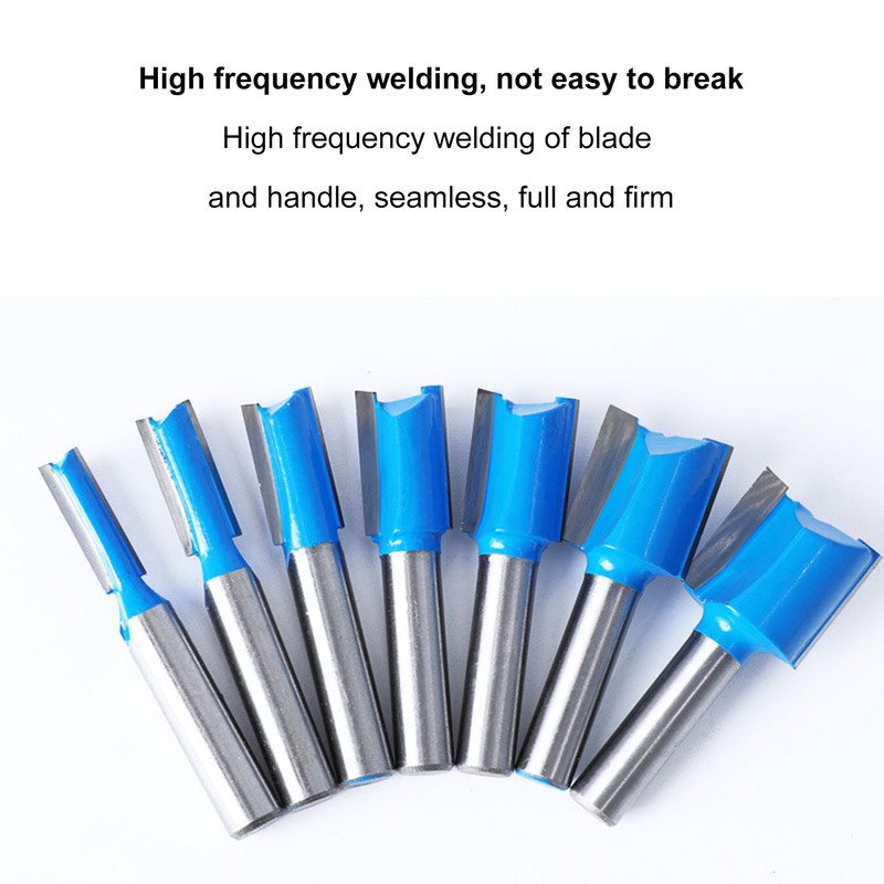 7 Pcs Straight Router Bit 8mm Shank Double Flute Wood