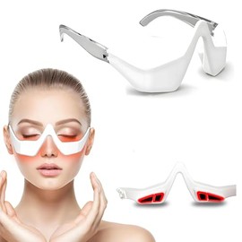 Under-Eye Red Light Therapy Device, Red Light Therapy Glasses Microcurrent Eye Massager Red Light Eye Mask for Eye Bags Dark Circles Puffiness Wrinkles Fine Lines
