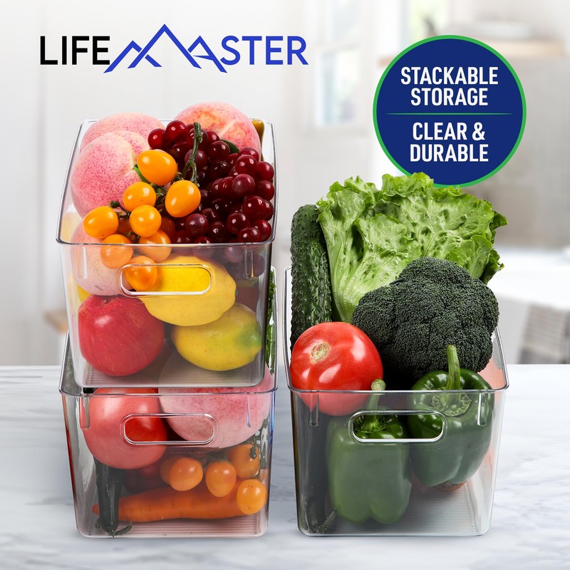 Lifemaster Multi-purpose Refrigerator Bins - 2 pieces Large Capacity Stackable