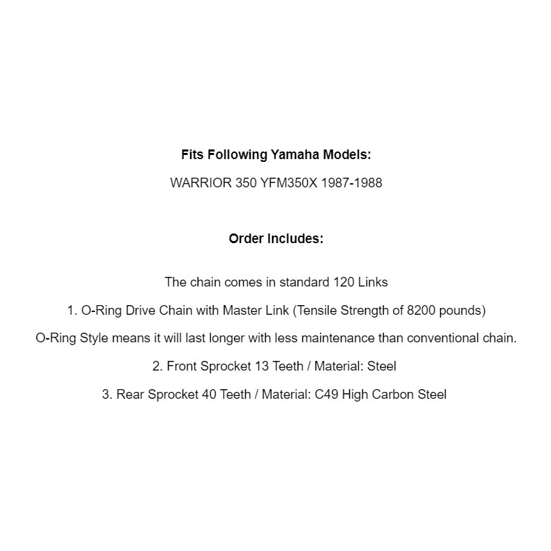 Yamaha Blue O-Ring Drive Chain & Sprockets Kit for Yamaha