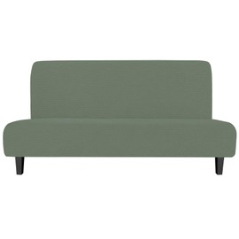 Easy-Going Stretch Sofa Slipcover Armless Sofa Cover Furniture Protector Without Armrests Slipcover Soft with Elastic Bottom for Kids Spandex Jacquard Fabric Small Checks(Futon,Greyish Green)