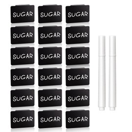 Zencoma Plastic Clip on Removable Label with White Chalk Markers for Kitchen Pantry Basket Box, Hanging Bin for Storage Fabric(18 Pieces Clip Label + 2 White Chalk Makers)