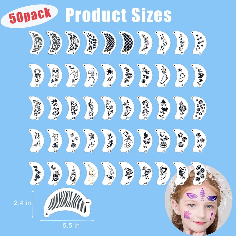 98 Pcs Face Paint Stencils Reusable