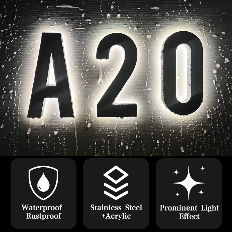 5 Inch Black Backlit House Numbers for Outside (Adapter Not