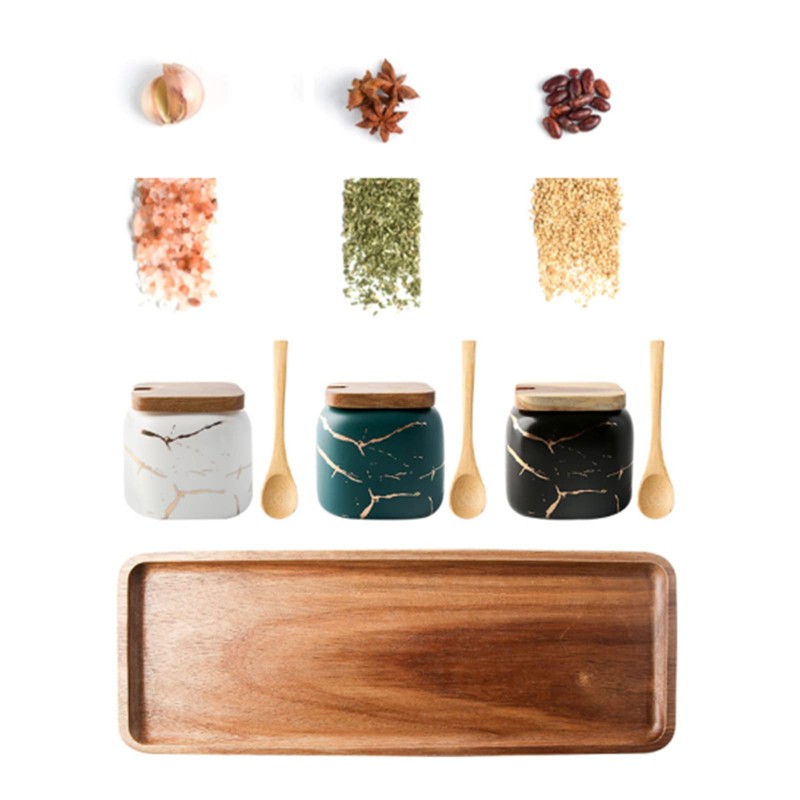 Dicunoy 3 Pack Ceramic Salt and Sugar Container, Condiment Jars