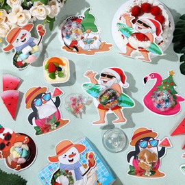 Supervitae 30 Pack Summer Christmas Party Favors Hawaiian DIY Candy Cards with Clear Dome Hawaiian Tropical Shaker Chocolate Holder Cards for Pool Beach Luau Party Decorations Gifts