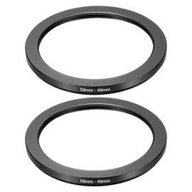 PATIKIL Step Down Ring Adapter 58mm to 49mm, 2 Pcs Filter Step-down Rings Camera Lens Filters Metal Ring Digital for ND IR DSLR Lenses, Black