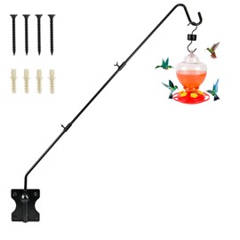 Wall Mounted Heavy Duty Deck Hook 27 to 41 Inch Extended Reach Bird Feeder Hanger Plant Hangers Outdoor Metal Plant Hooks Bird Feeder Pole for Hanging Baskets,Feeders,Plants,Wind Chimes,Lanterns