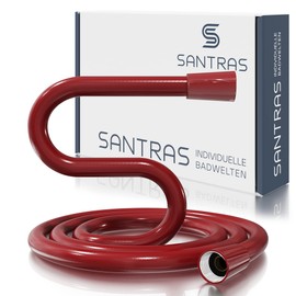 SANTRAS® Premium Shower Hose Red 1.50 m with Flow Limiter - Particularly Flexible Shower Hose Made of Easy Clean Material Made in Germany