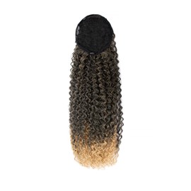 Sobeauyt Ponytail Extension 24inch Drawstring Ponytail Hair Extensions For Black Women Afro Kinky Curly Clip On Ponytails Synthetic Hairpiece Daily Use Party (MT2/27# Ombre Auburn Hair)