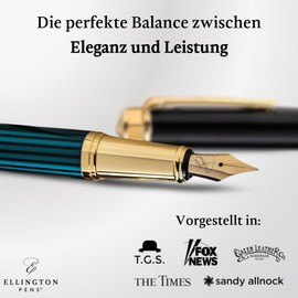 Ellington Pens Luxury Fountain Pen Set - Extra Fine Nib - Includes 3 Ink Cartridges, Refillable Ink Converter, Gift Box-Fountain Pens For Writing, Calligraphy, Journaling, Sketching (Crimson Blend)