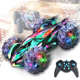 Remote Control Car,4WD RC Stunt Car with Cool Wheel Light Music,Double Sided 360° Rotating Drift Rechargeable Toys Cars Gifts for 6 7 8 9 Girls Birthday Christmas (Blue)