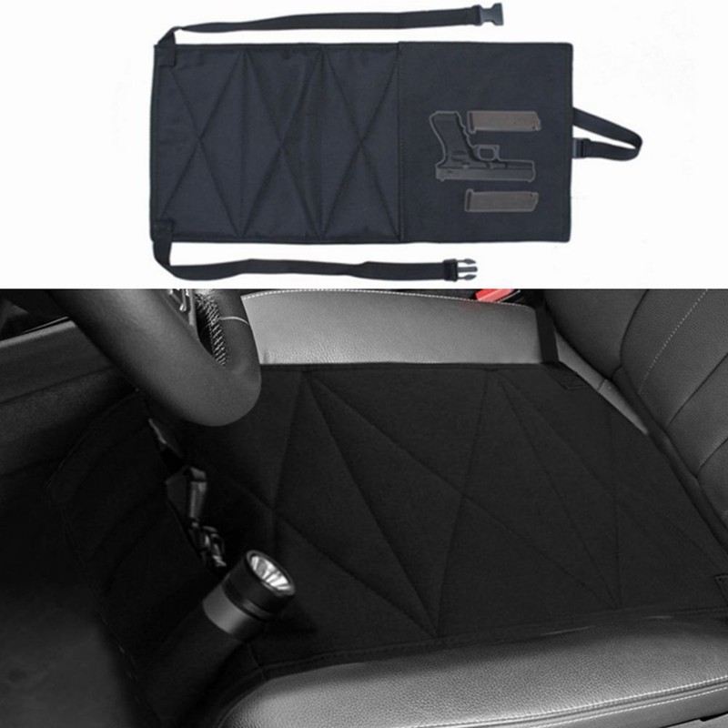 Under Seat Concealment Holster with Spare Pouch for Car Office