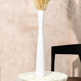 Nuogo 20'' Tall White Floor Vases Ceramic Skinny Long Vase for Pampas Grass Modern Minimalist Tall Flower for Fireplace Living Room Home Decor