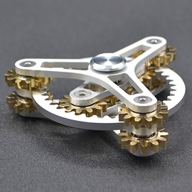 Pure Brass Fidget Spinner Gears Linkage Fidget Gyro Toy Metal DIY Hand Spinner Spins Long Time EDC Focus Meditation Break Bad Habits ADHD with Multiple Premium Bearings (13 Bearings Black)