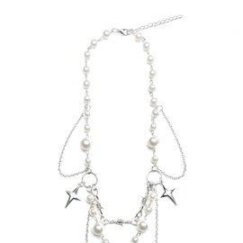 NAMEOF Cross Pearl Fairy Grunge Necklace Choker Chain Y2K Cross Gothic Lolita Illness Punk Rock Rosary Subcal Street Mode Gothic Unisex, Metal, No Gemstone