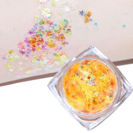 Starfish Hair Clips 4 PCS, Mermaid Hair Accessories and 2 Pcs Face Body Glitter (Yellow)