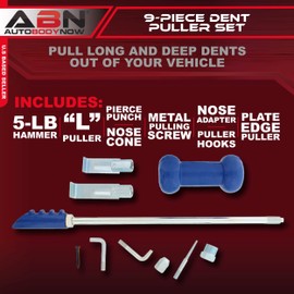 ABN Auto Slide Hammer 9-Piece Set, 5lb Pound – Puller Kit for Small Hail Dent Removal on Car Body