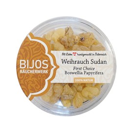 Bijos Incense Boswellia Papyrifera, Frankincense Sudan, First Choice, in 50 ml PS Glass, Pure Resin