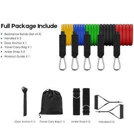 Resistance Bands Set, Exercise Bands with Door Anchor, Handles, Waterproof Carry Bag, Legs Ankle Straps for Resistance Training, Physical Therapy, Home Workouts (1)