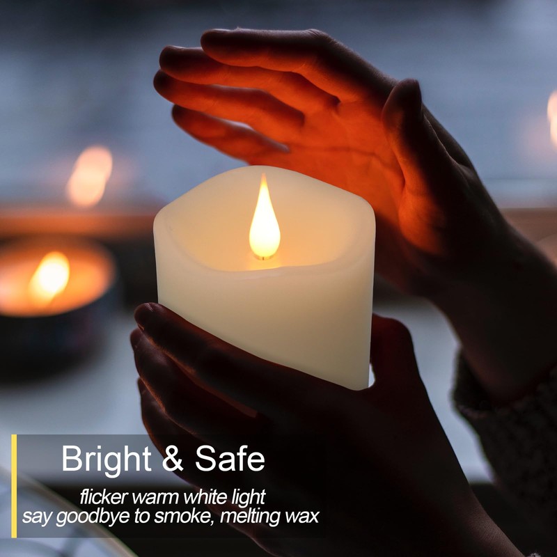 TECHLONG Flameless Candles Battery Operated with Timer, 3D Moving Flame