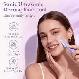 Sonic Dermaplane Razor for Women Face, Smooth Exfoliation & Peach Fuzz Facial Hair Removal, Edge Technology with LED Light, 3 Speeds Rechargeable Derm