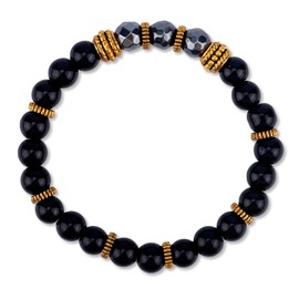 Mikovivi Obsidian Bracelet, Black Beaded Obsidian Stone Bracelet Unisex Spiritual Protection Jewelry Gifts Spiritual Bead Bracelets for Pressure Alleviation