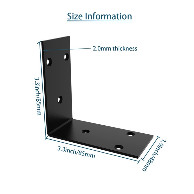 Black Stainless Steel Corner Bracket,Joint Right Angle Bracket,L Shape Heavy