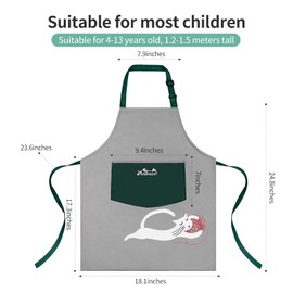 Viedouce Aprons for Children School, Waterproof Children's Apron Girls, Cooking Apron Girls, Aprons for School, Garden, Painting, Cooking (4-13 Years)
