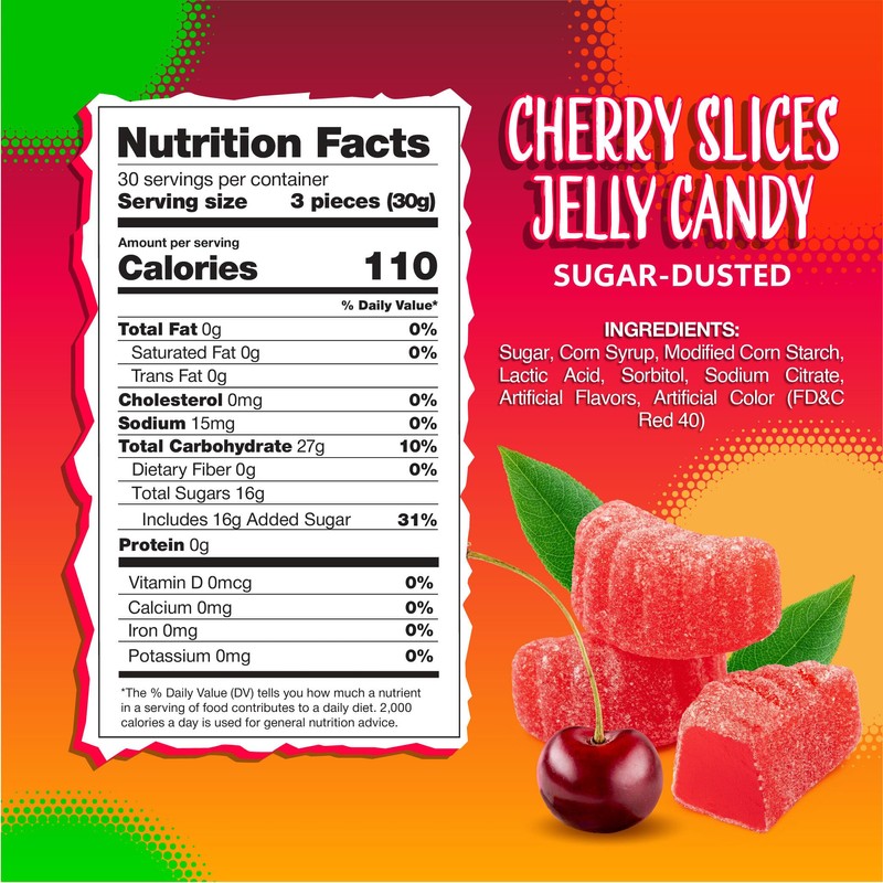 Cherry Slices Jelly Candy | 2 Pound Bag | Soft