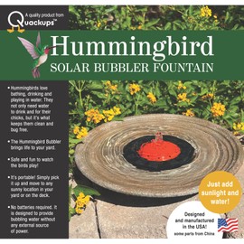 Quackups Solar Bubbler Fountain for Hummingbirds, Small Birds, Bird Bath Fountain, Red Dome to Attract Hummingbirds for Garden, Yard, Patio, Outdoors