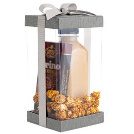 Hammont Clear Plastic Gift Boxes (6 Pack) Bakery Boxes with Base, Lid & Ribbon | For Cakes, Pastries, Cookies, Cupcakes & Party Favors (Gray, 8x 4x 4”)