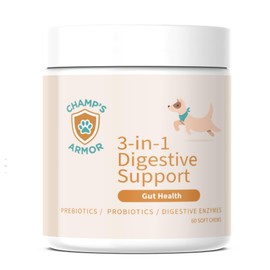 Champ's Armor 3-in-1 Digestive Support - Daily Probiotics for Dogs, with Prebiotics & Digestive Enzymes, for Gut Health and Immune System. 60 Soft Chews for All Sized Dogs and Breeds.