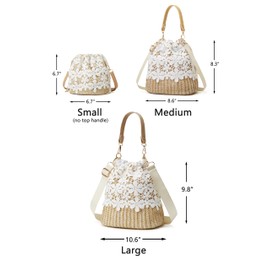 Straw Bag Beach Bag Tote Bag Shoulder Bag Flower Lace Handbag Satchel Crossbody Bag Purses 2023