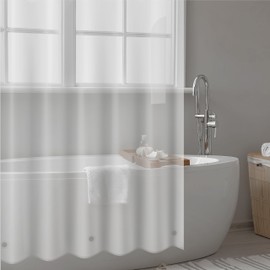 Bath Bliss PEVA Hotel Weight Peek-A-Boo Shower Curtain Liner | 7G | 70"x 72" | Stainless Steel Grommets |Frost