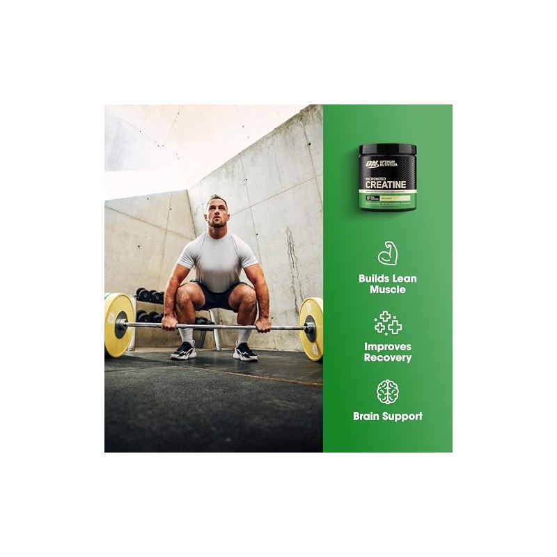 Optimum Nutrition Micronized Creatine Monohydrate Powder, Unflavored, 60 Servings, 300