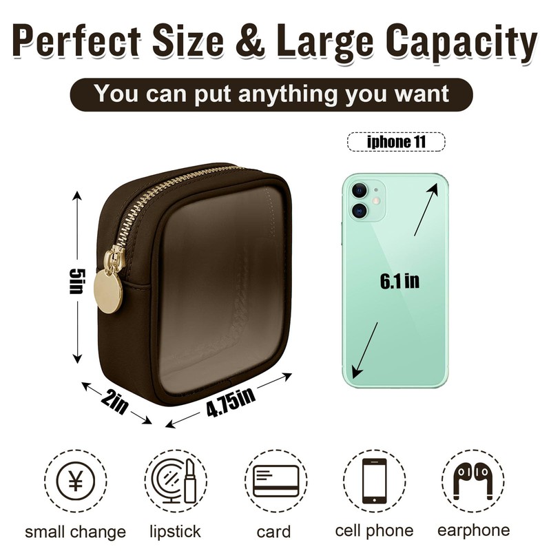 izuzta - Bolso pequeño de nailon con cierre para maquillaje,