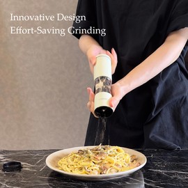 Salt and Pepper Grinder Set with Adjustable Coarseness | Manual Pepper Mill Grinder with Refillable Design | Ceramic Core | Kitchen Essential (2 Packs, Buttercream)