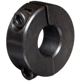 Climax Metal 2C-050 Steel Two-Piece Clamping Collar, Black Oxide Plating, 1/2" Bore Size, 1-1/8" OD, With 8-32 x 1/2 Set Screw