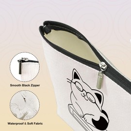 Cat Gifts for Women Cat Mom Gifts Cute Cat Makeup Bag Funny Cat Stuff Cat Accessories Cat Lover Gifts for Women Girls Reader Friends Cat Lady Bridesmaid Friendship Christmas Birthday Cosmetic Bag