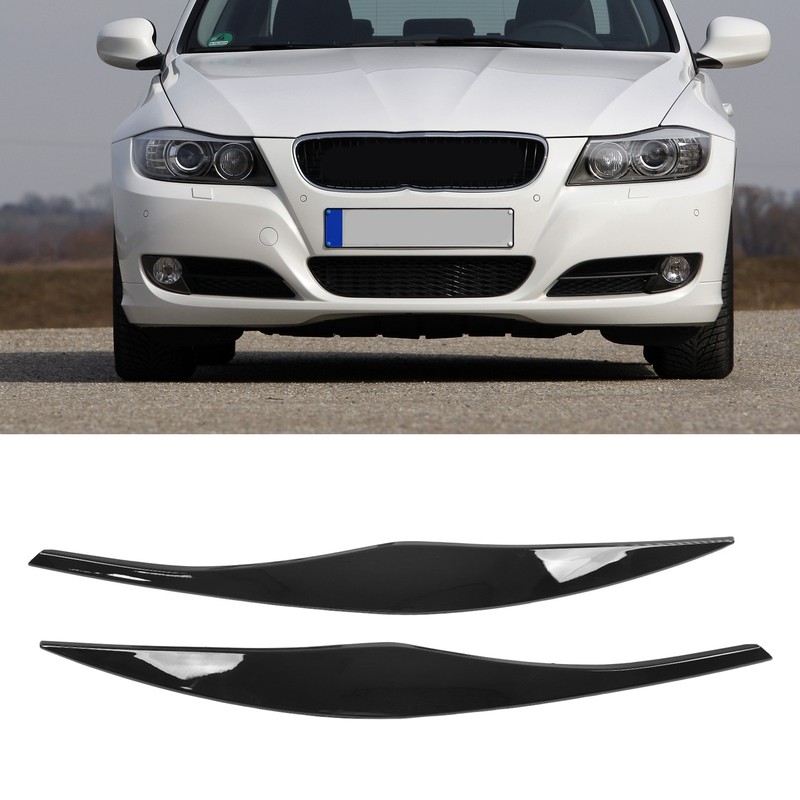 2PCs Front Headlight Eyebrow Cover Car Exterior Trim Replacement for
