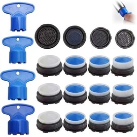 12 Pcs Faucet Cache Aerators with 4 Pcs Faucet Aerator Key Removal Wrench,Faucet Aerator Removal Tool,Cache Aerators Replacement Inserts for Sink