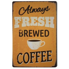 ERLOOD Fresh Brewed Coffee Retro Vintage Tin Sign - 12 X 8