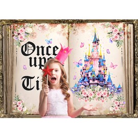 AIIKES 10x8FT Fairy Tale Book Photography Backdrop Once Upon A Time Backdrop Color Castle Story Book Backdrop Princess Birthday Wedding Party Decoration Backdrop Studio Props 12-542